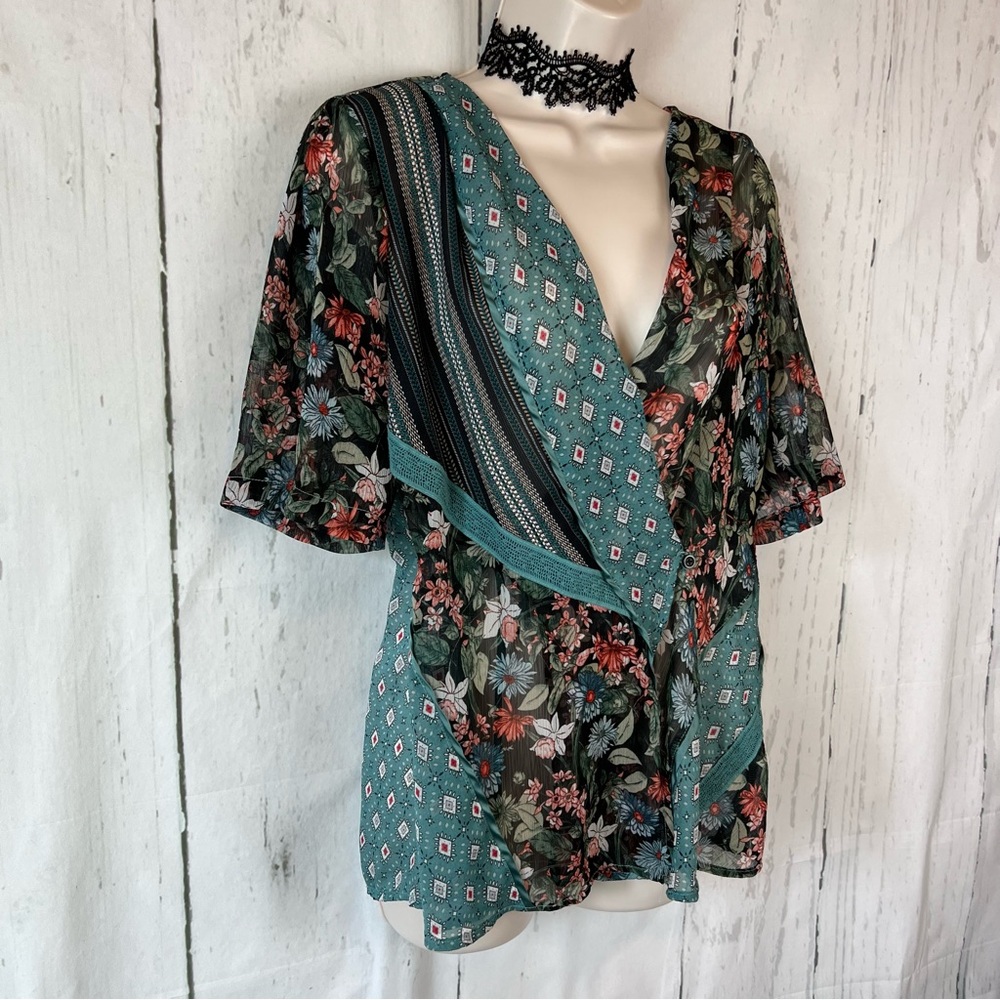 Anthropologie X Tiny Gorgeous Patchwork Wrap Top - image 5